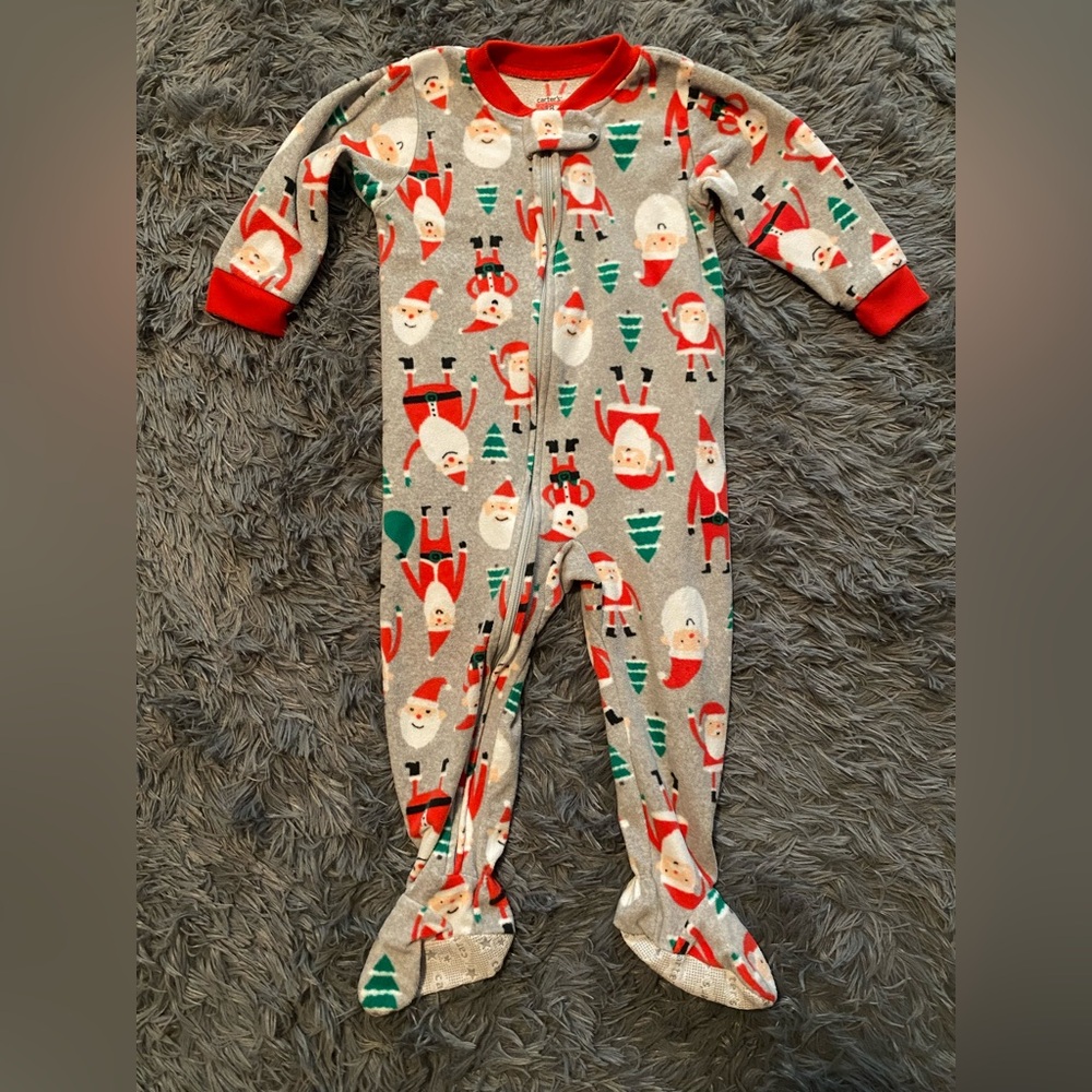 Carter's Gray Santa Print Kids Footie